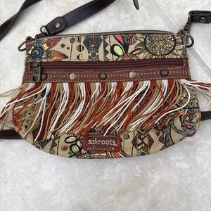 Sakroots Peace Owl Spirit Desert Cotton Canvas Small Crossbody‎ Purse *See